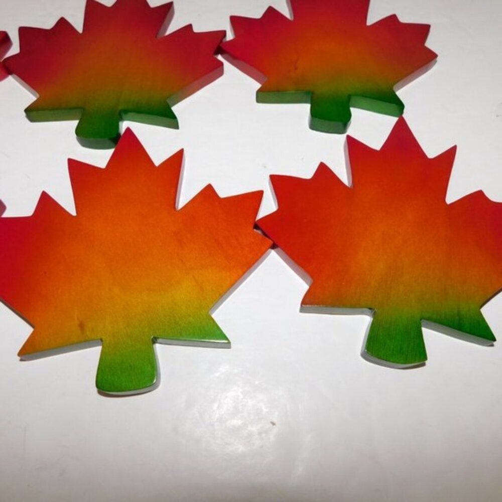 Maple Leaf Wooden Coasters with Storage Canada Set of 6 Canadian - Picture 6 of 6